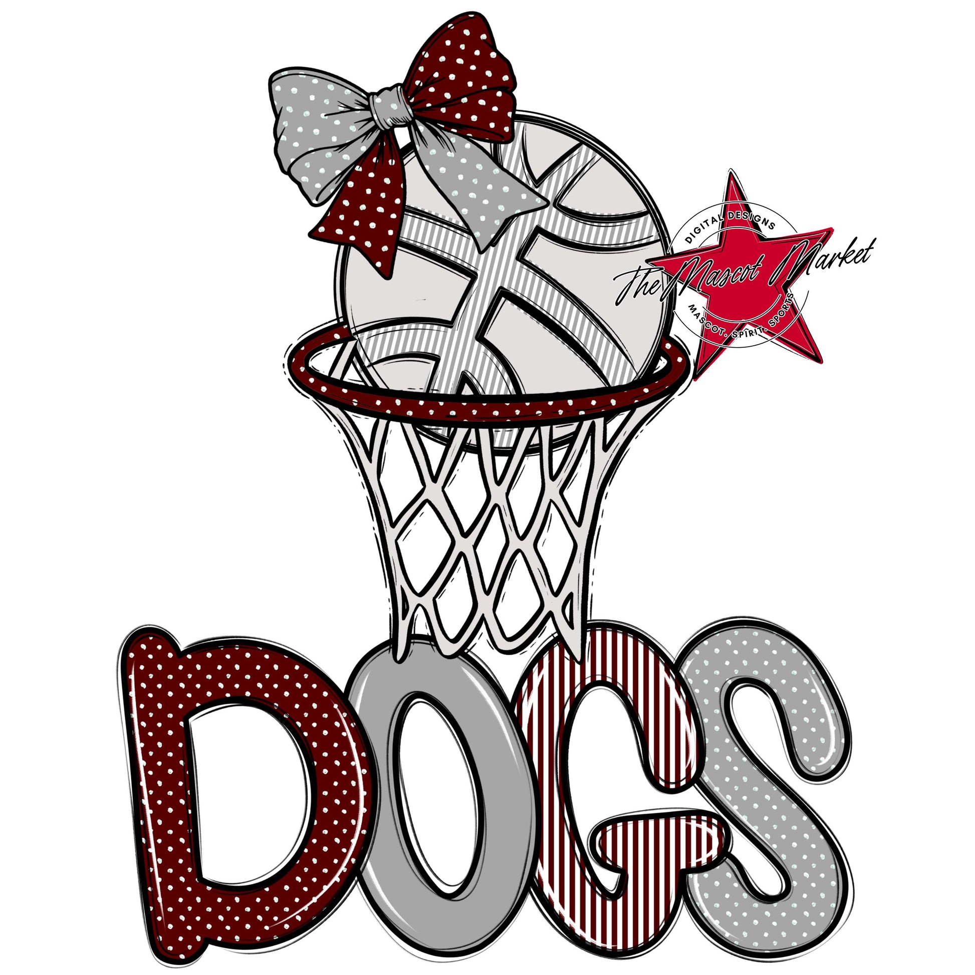 Dogs Basketball Spirit Design-Maroon & Grey