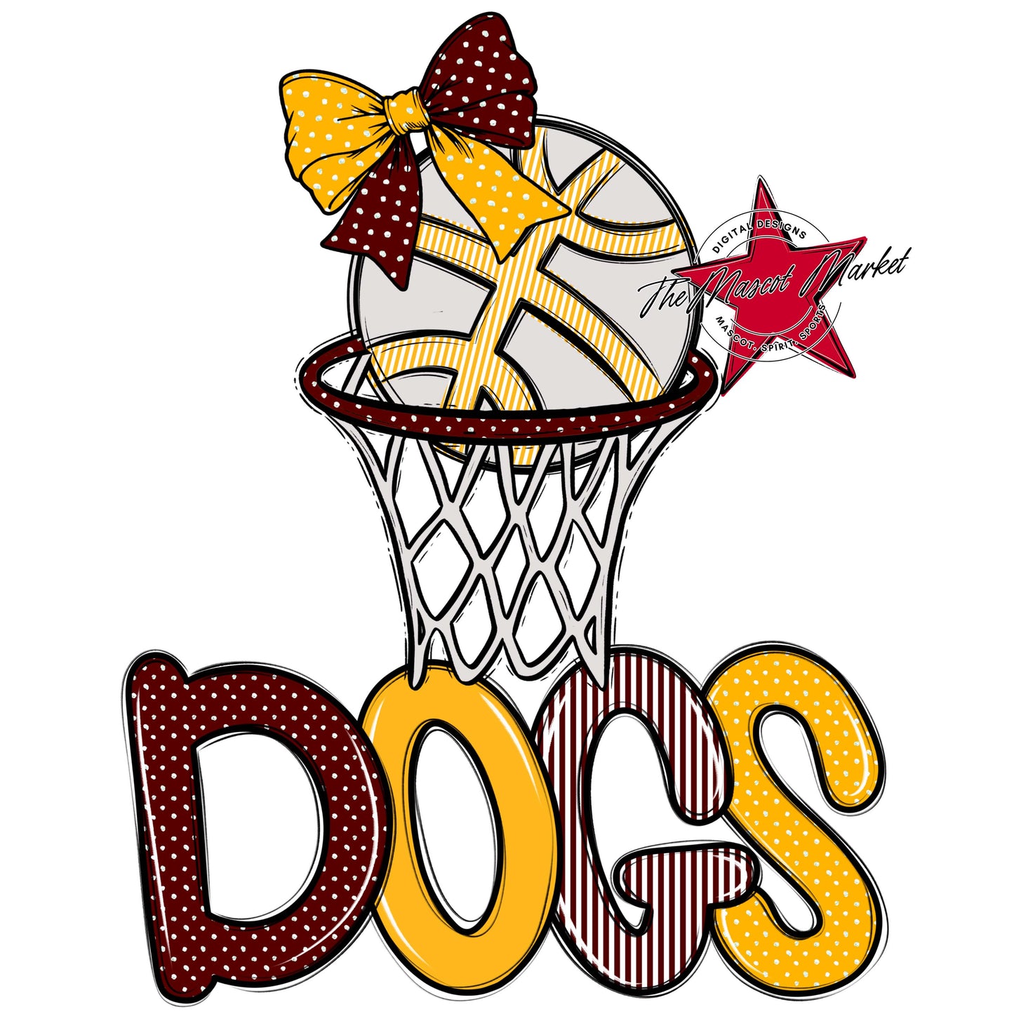 Dogs Basketball Spirit Design-Maroon & Yellow