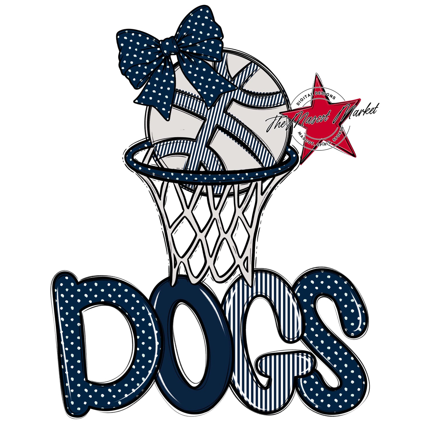 Dogs Basketball Spirit Design-Navy