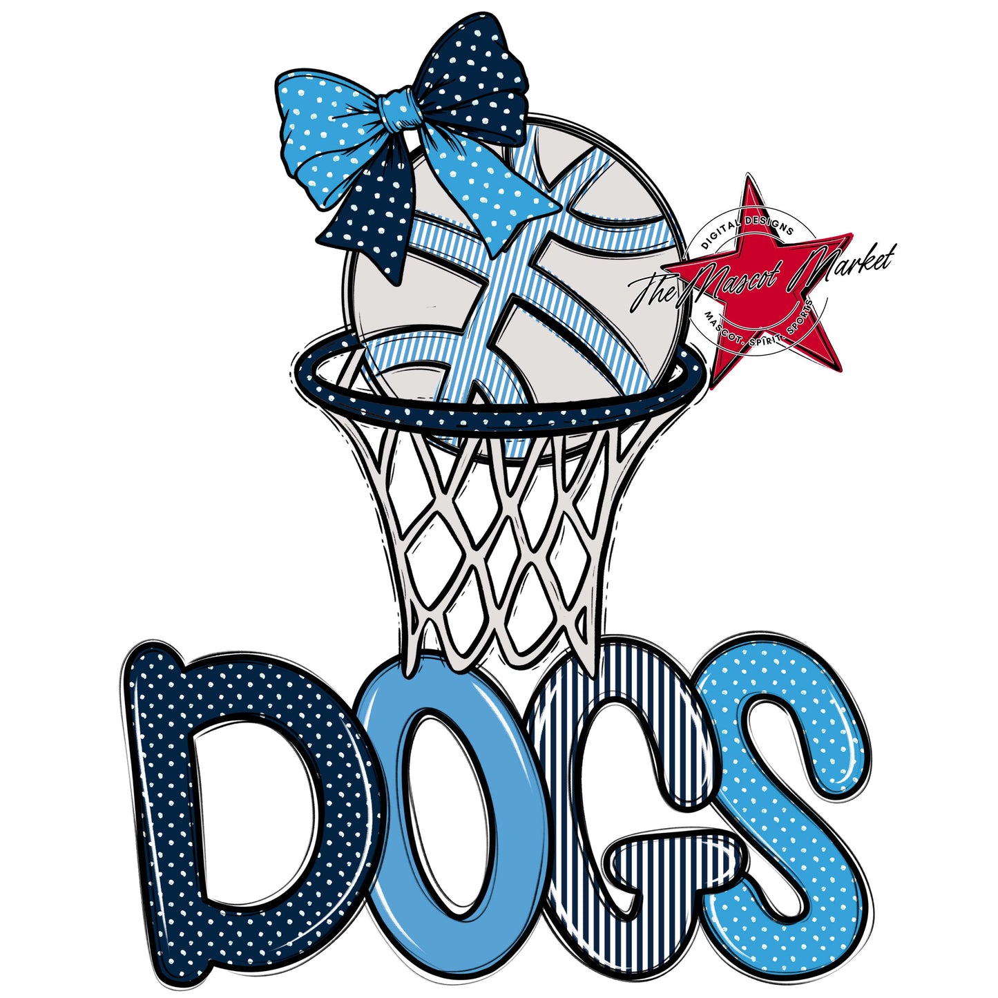 Dogs Basketball Spirit Design-Navy & Carolina Blue
