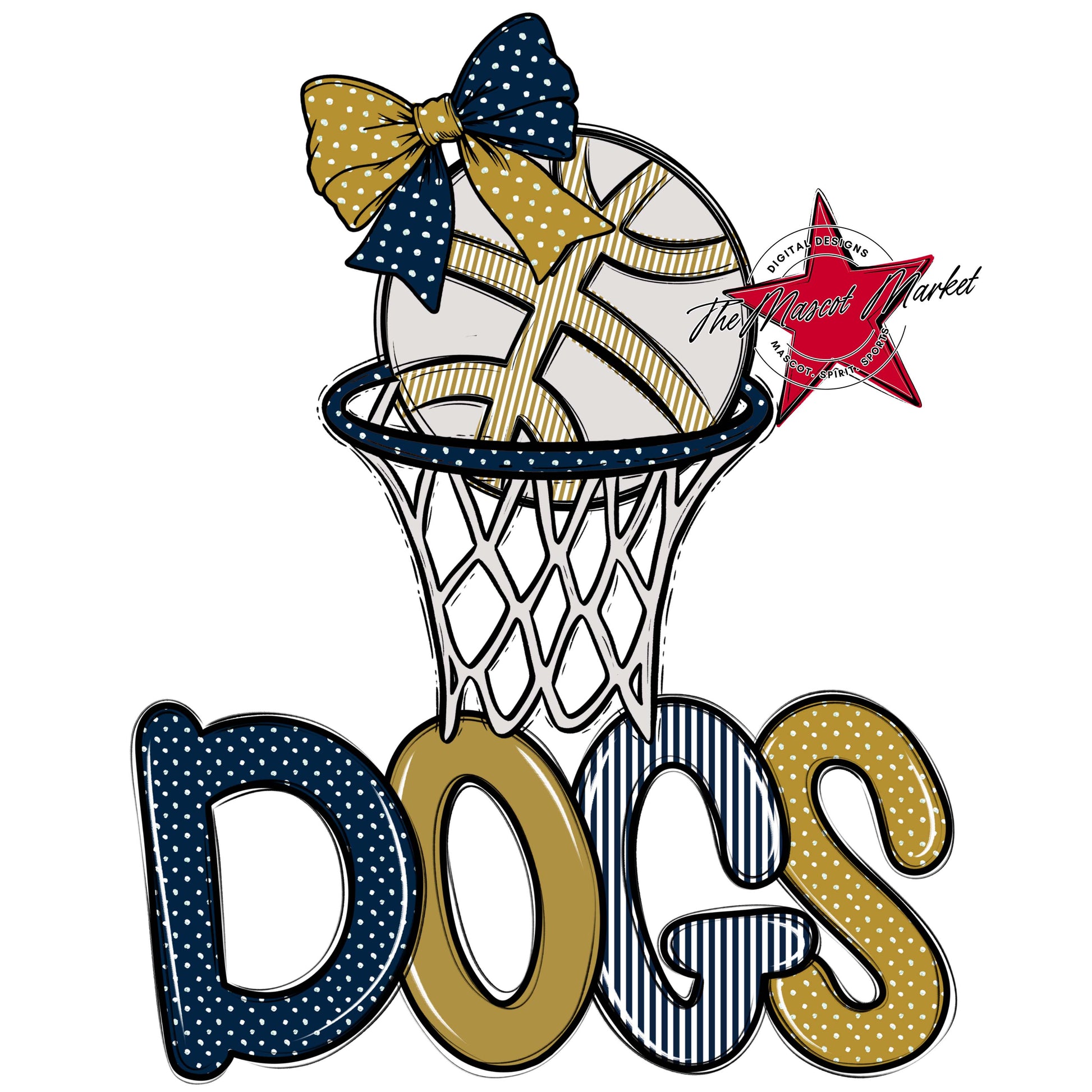 Dogs Basketball Spirit Design-Navy & Gold