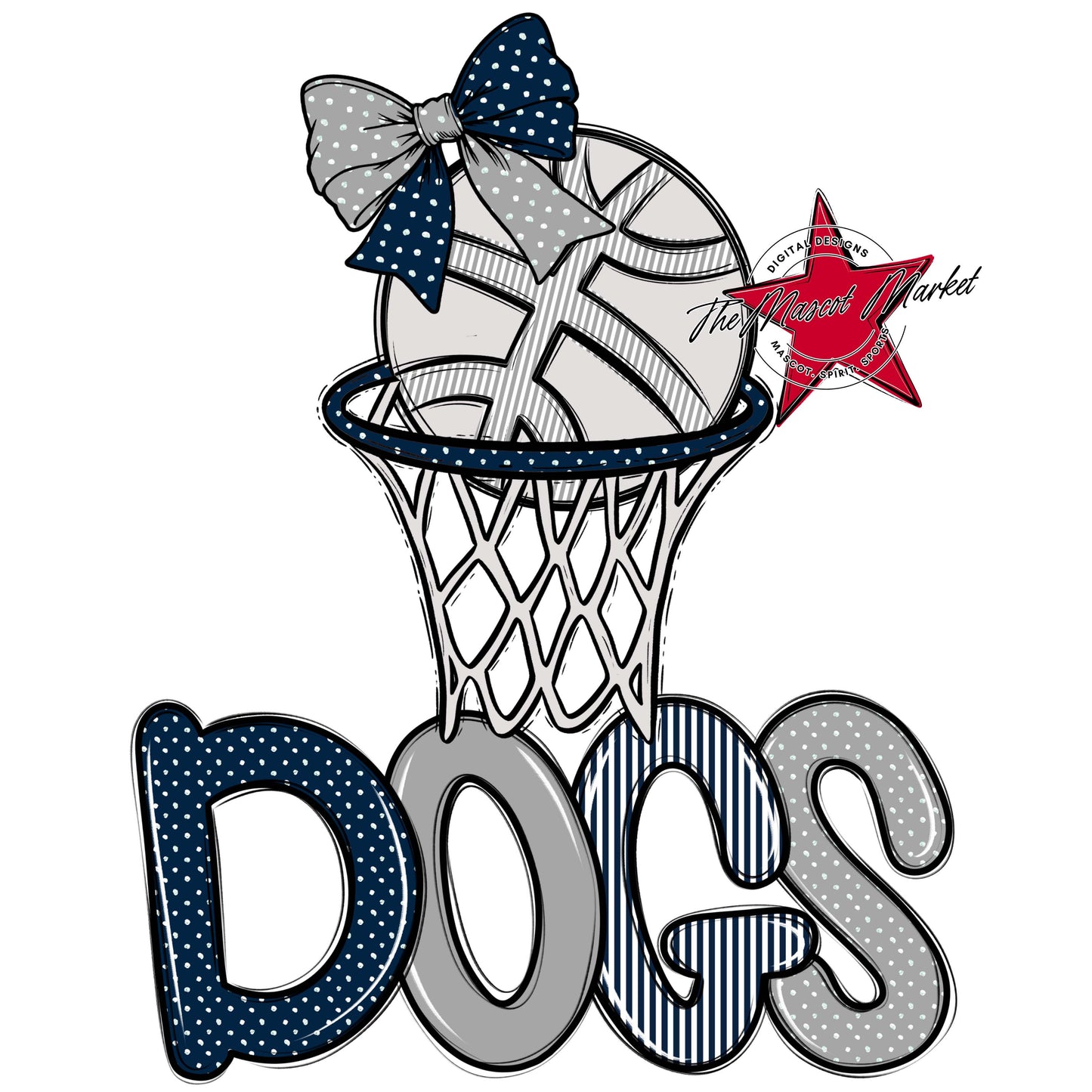Dogs Basketball Spirit Design-Navy & Grey