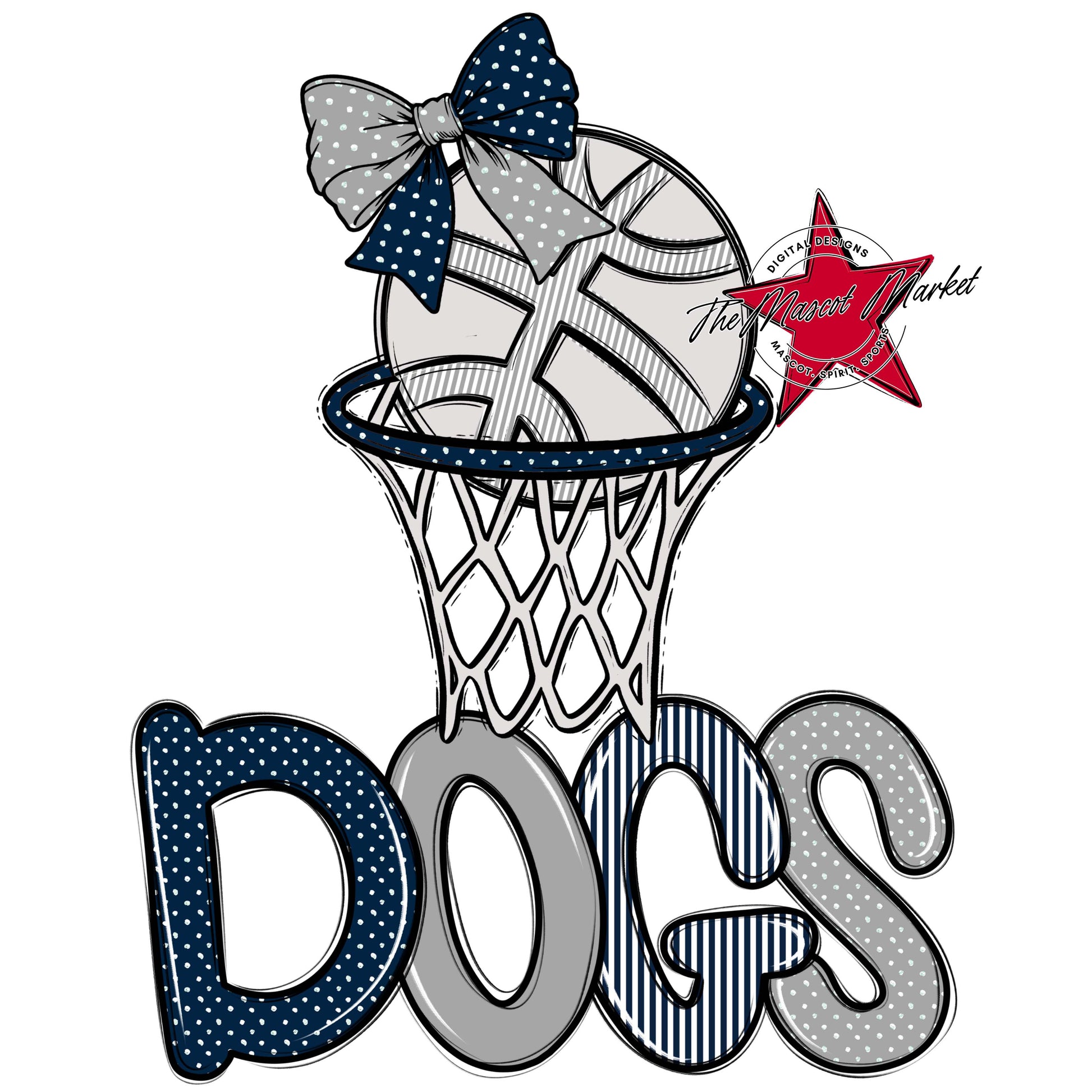 Dogs Basketball Spirit Design-Navy & Grey