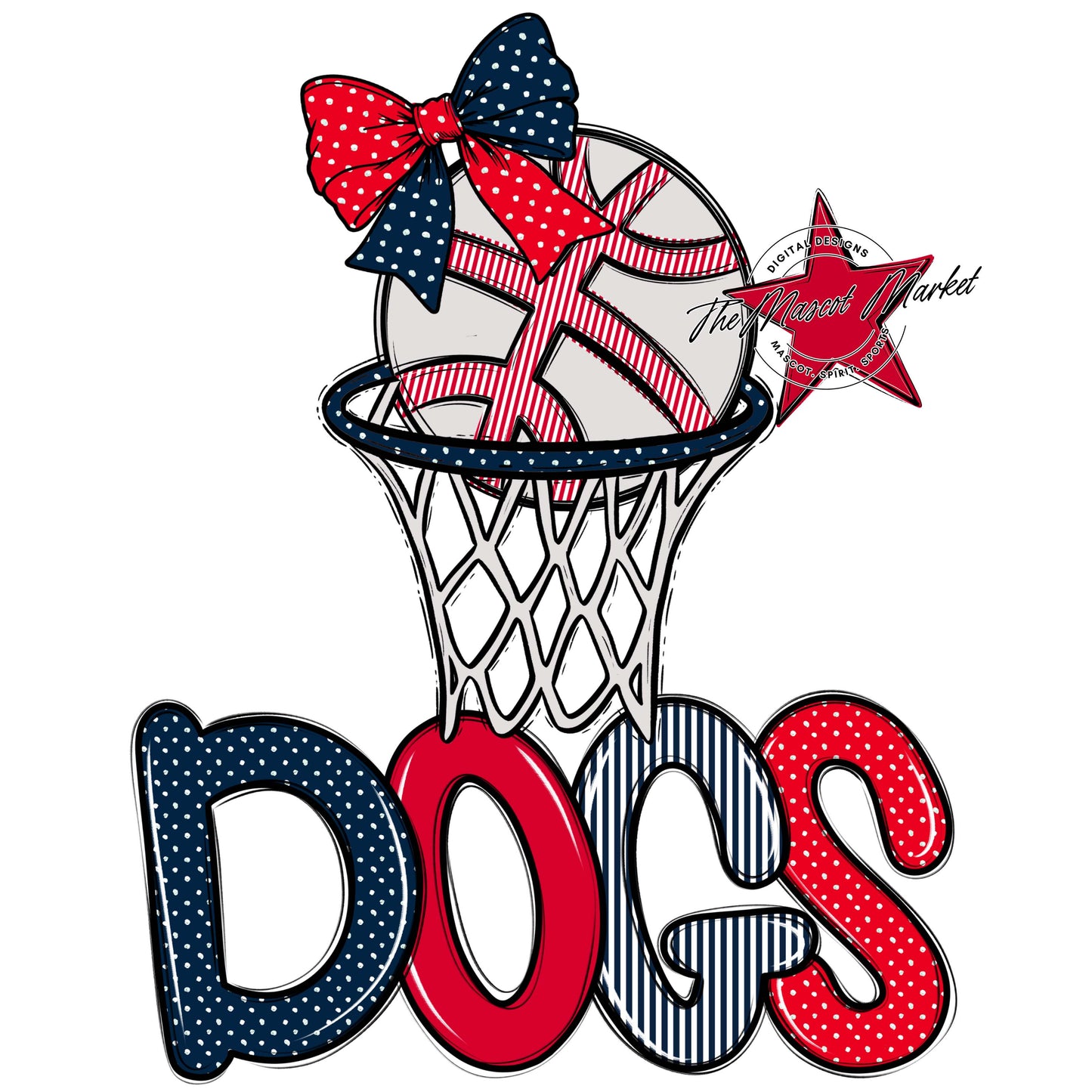 Dogs Basketball Spirit Design-Navy & Red