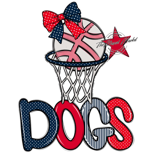 Dogs Basketball Spirit Design-Navy & Red