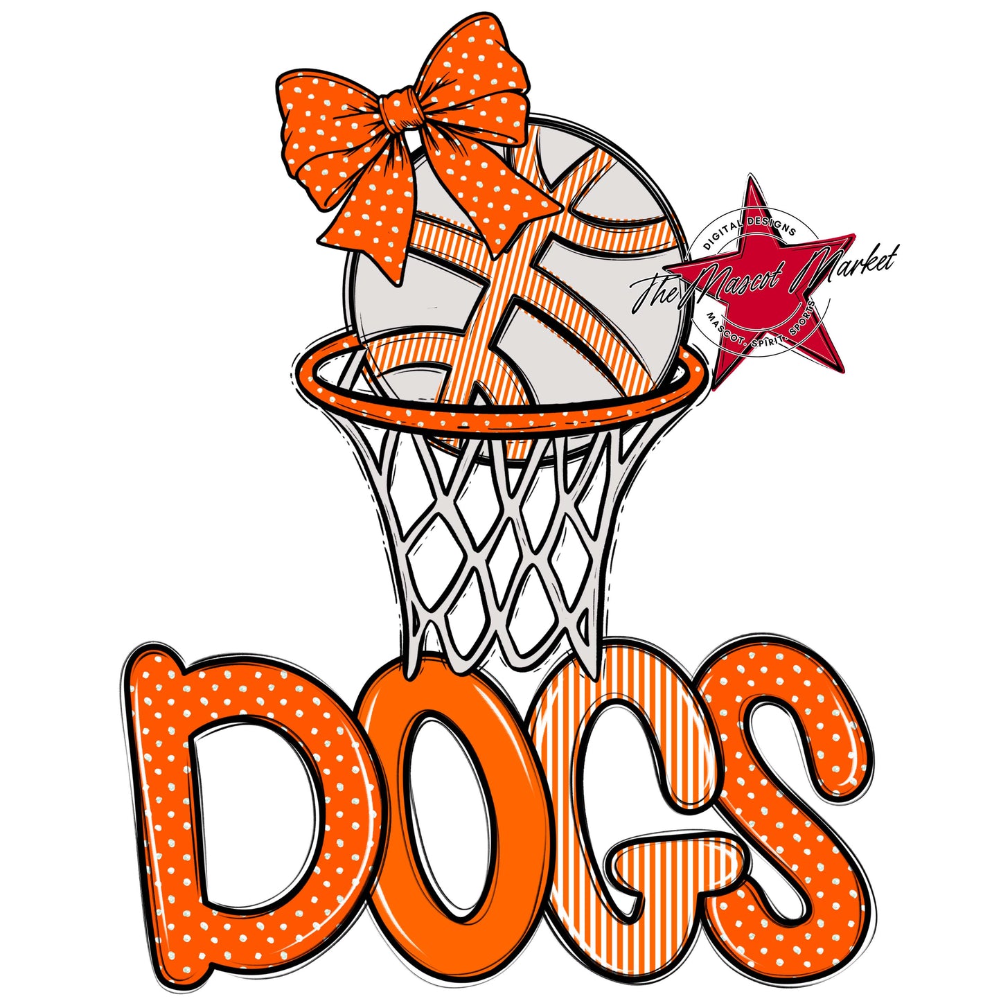 Dogs Basketball Spirit Design-Orange