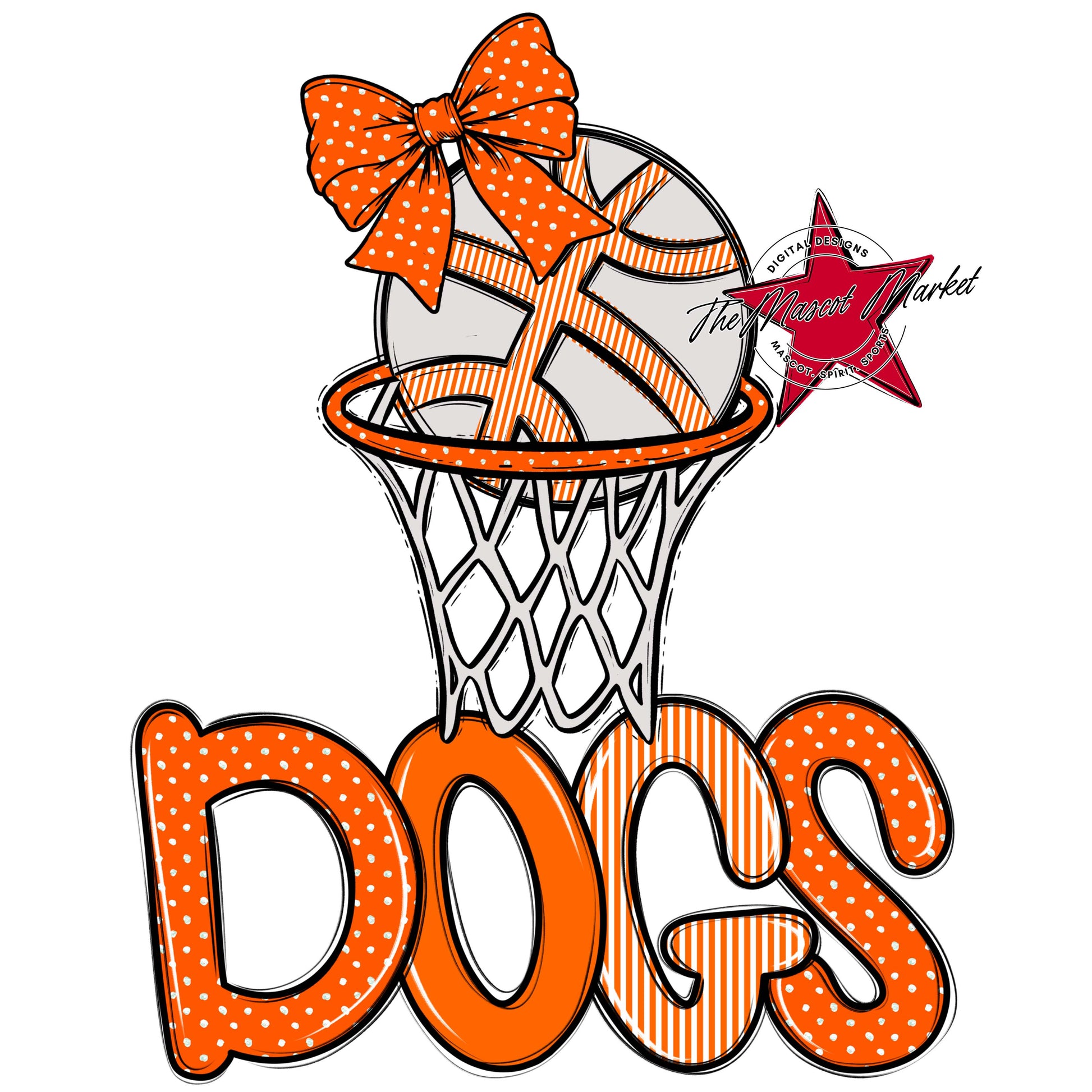 Dogs Basketball Spirit Design-Orange