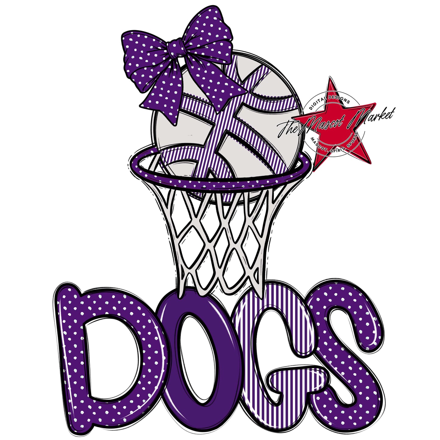 Dogs Basketball Spirit Design-Purple