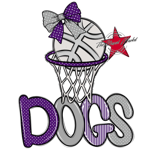 Dogs Basketball Spirit Design-Purple & Grey