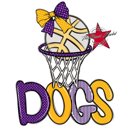 Dogs Basketball Spirit Design-Purple & Yellow
