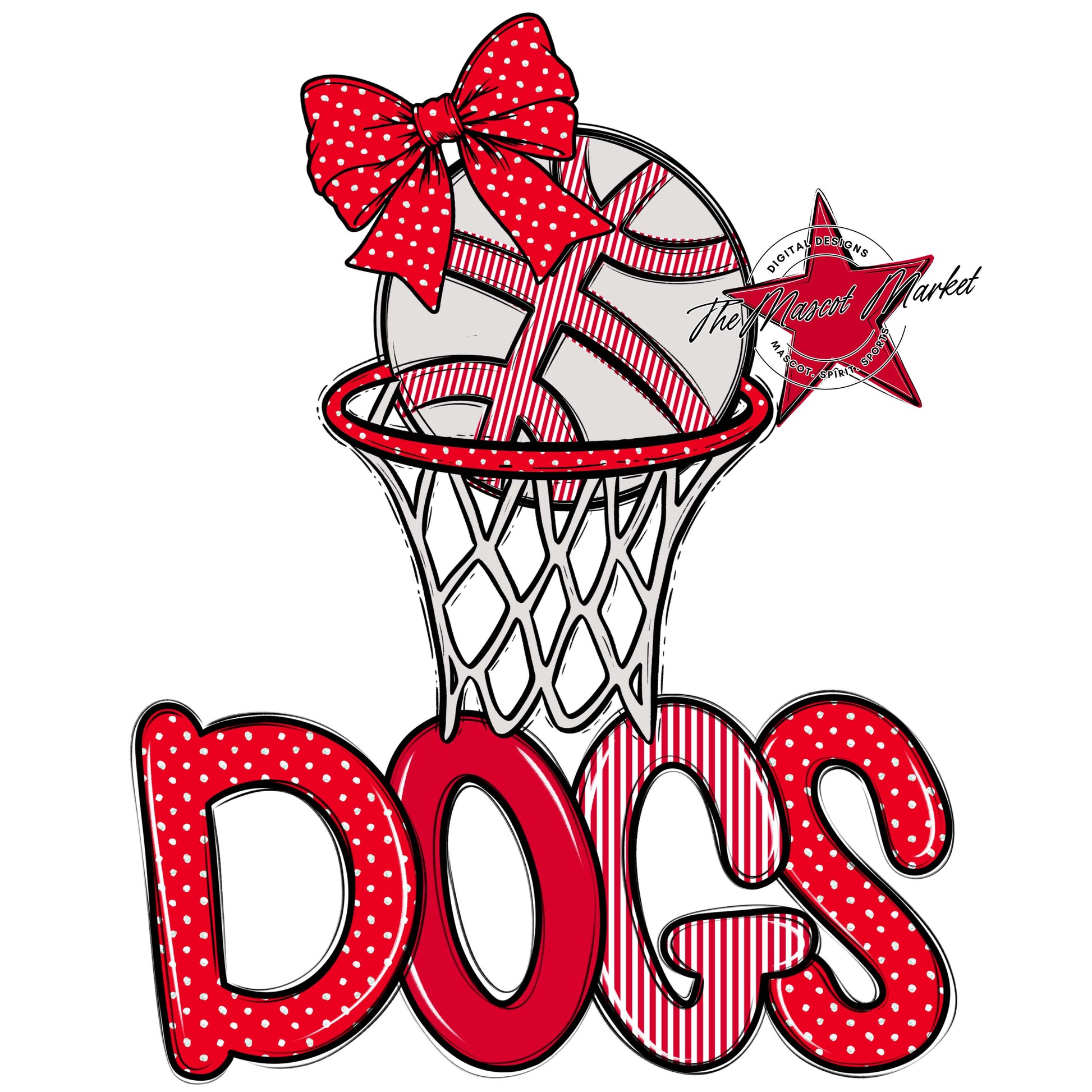 Dogs Basketball Spirit Design-Red