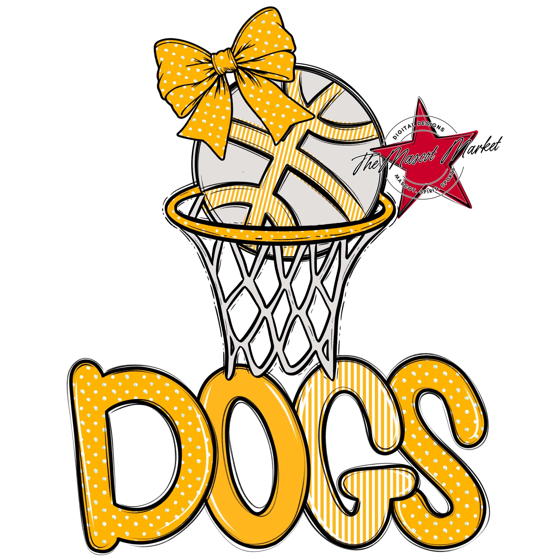 Dogs Basketball Spirit Design-Yellow