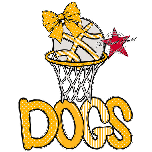 Dogs Basketball Spirit Design-Yellow