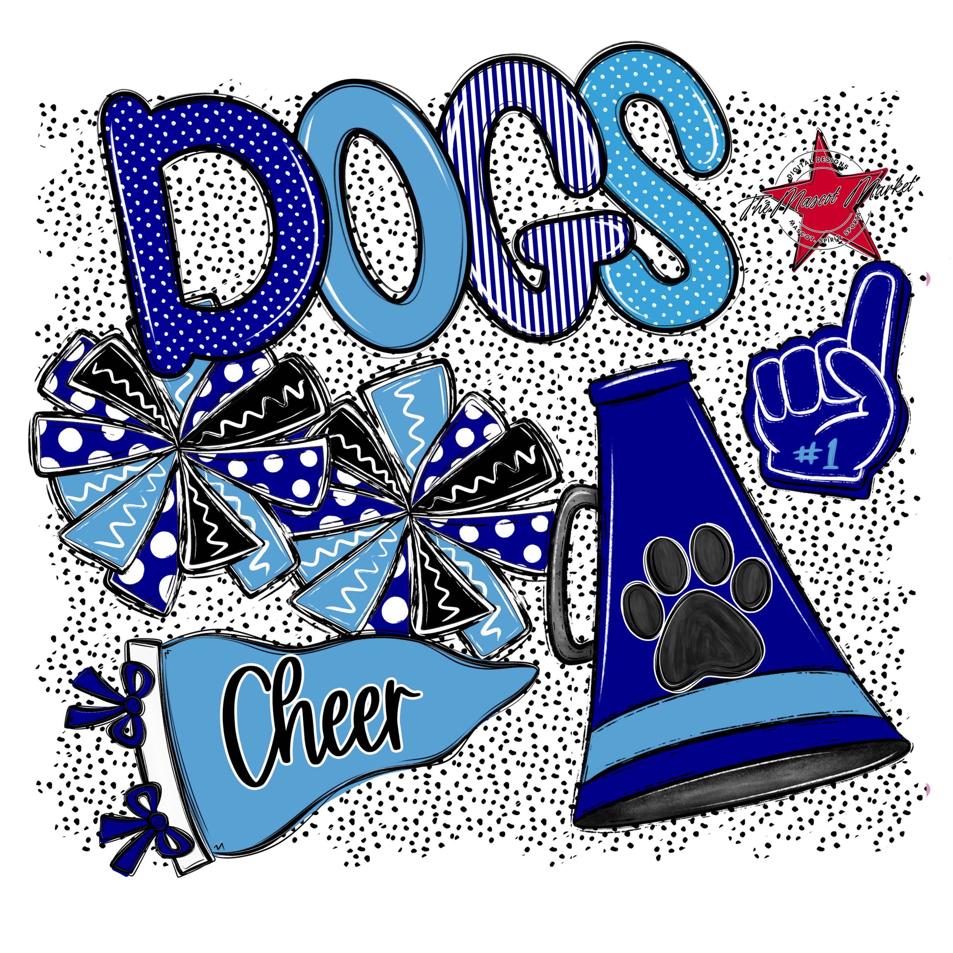 Dogs Cheer Spirit-Blue & Carolina Blue