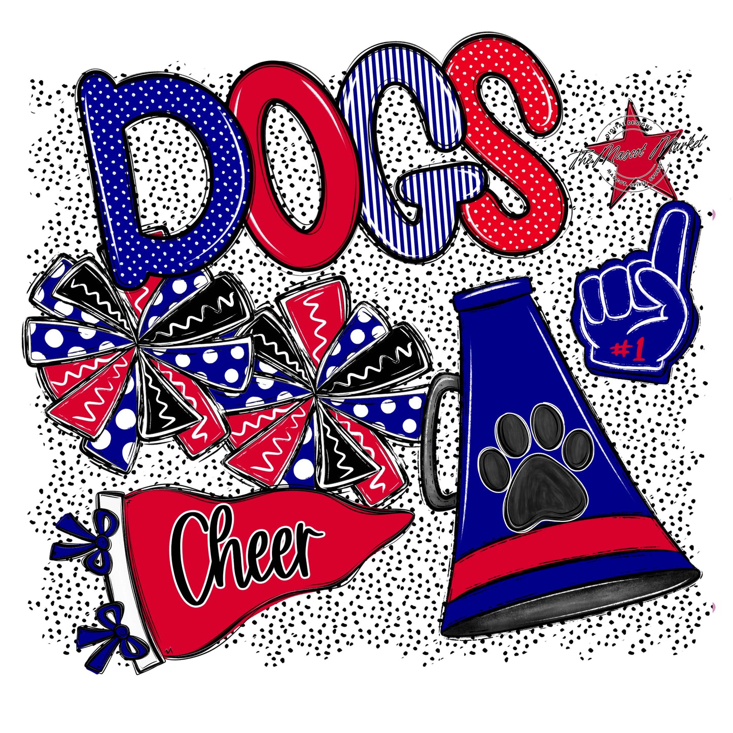 Dogs Cheer Spirit-Blue & Red