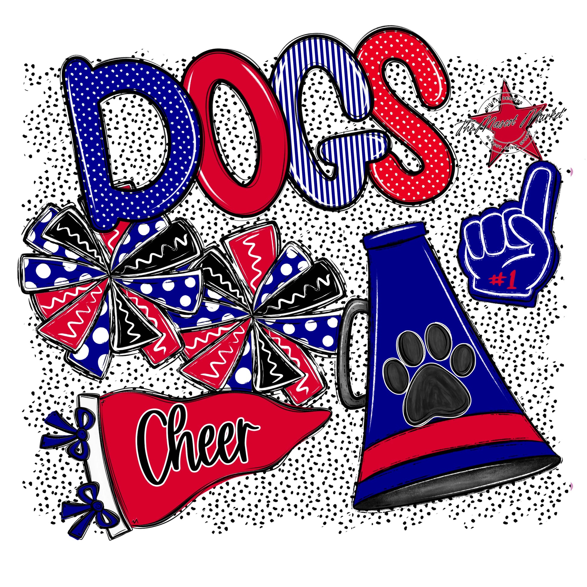 Dogs Cheer Spirit-Blue & Red