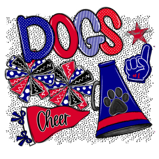 Dogs Cheer Spirit-Blue & Red