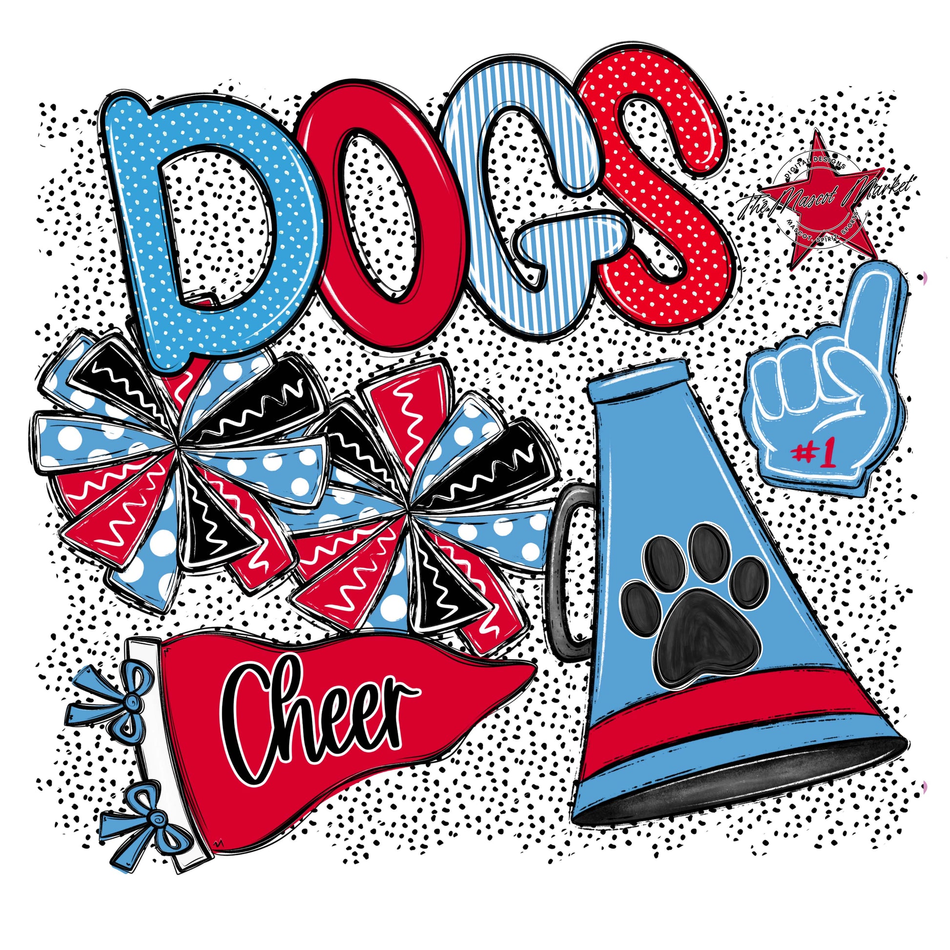 Dogs Cheer Spirit-Carolina Blue & Red