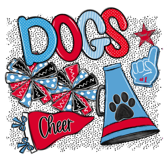 Dogs Cheer Spirit-Carolina Blue & Red