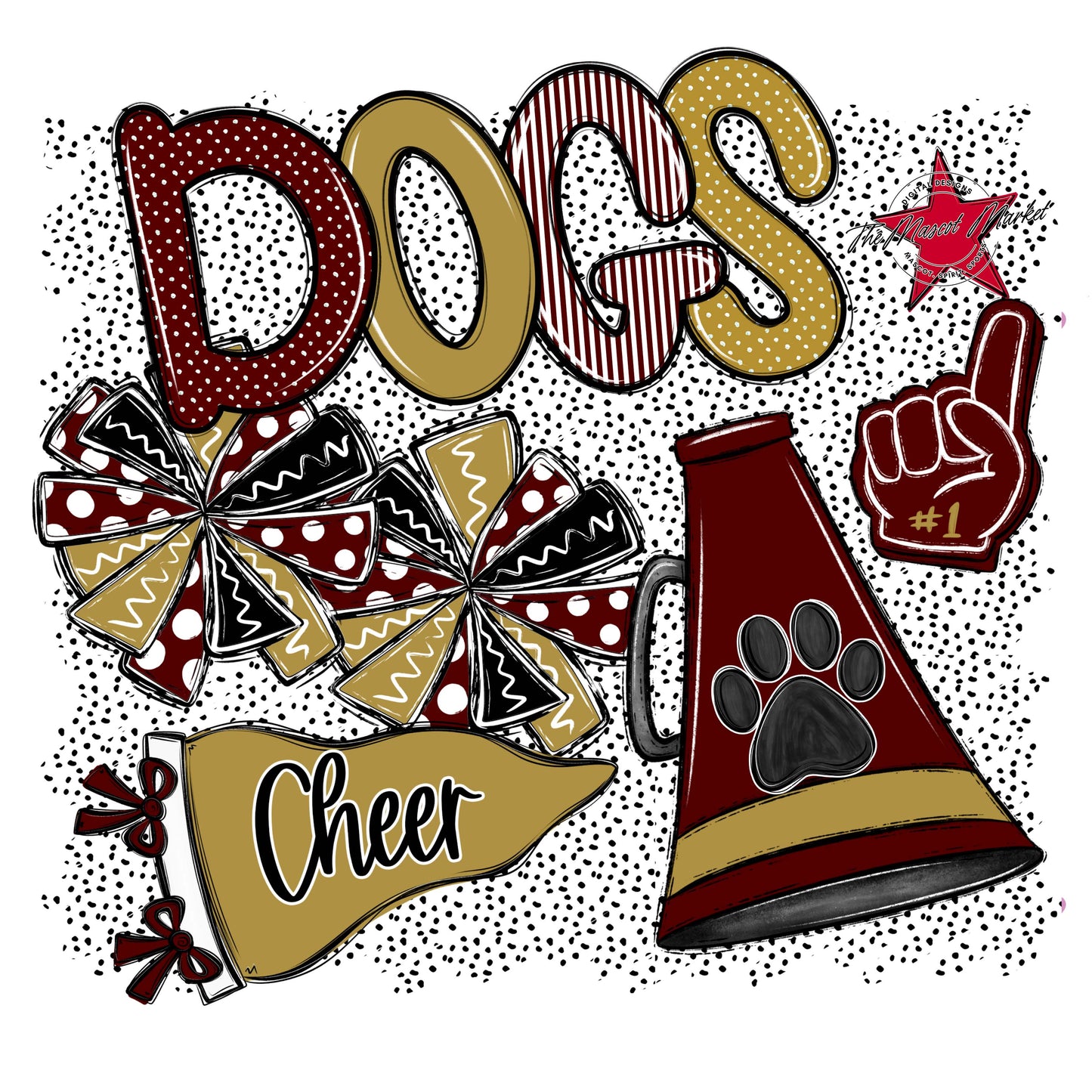 Dogs Cheer Spirit-Maroon & Gold