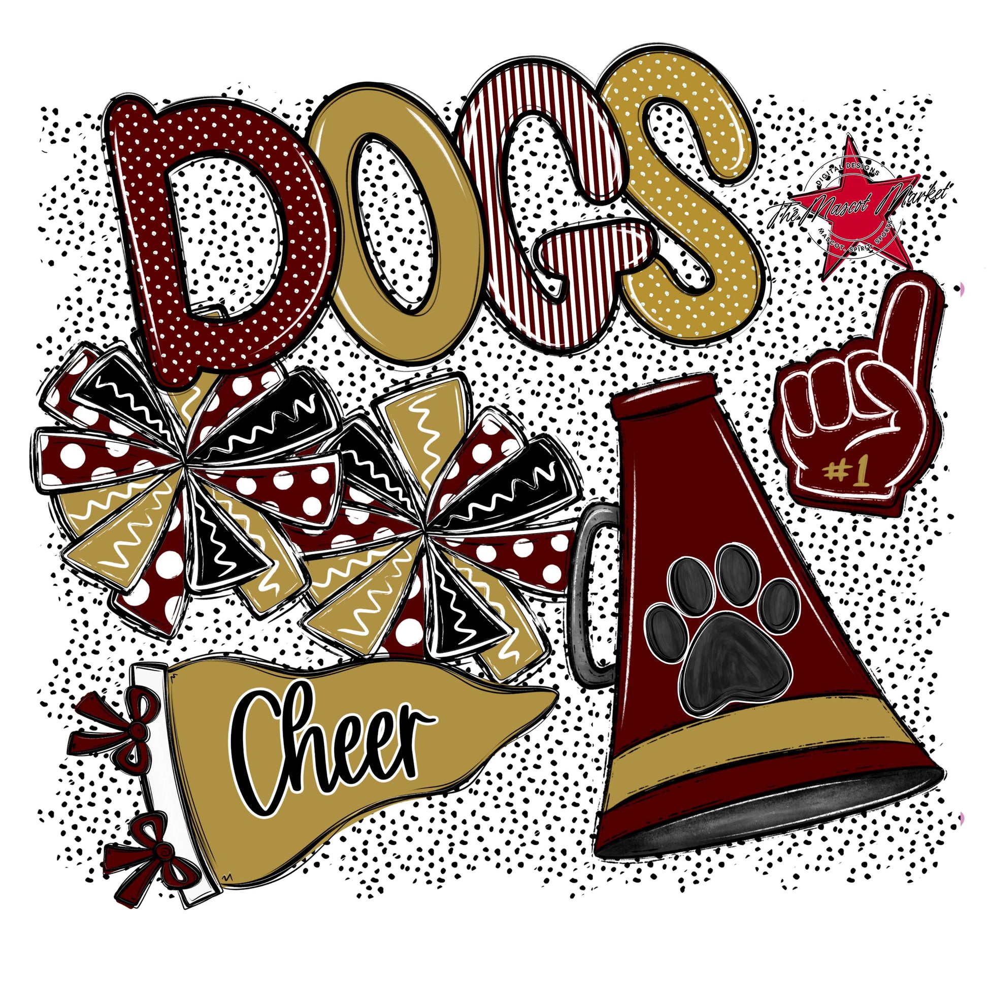 Dogs Cheer Spirit-Maroon & Gold