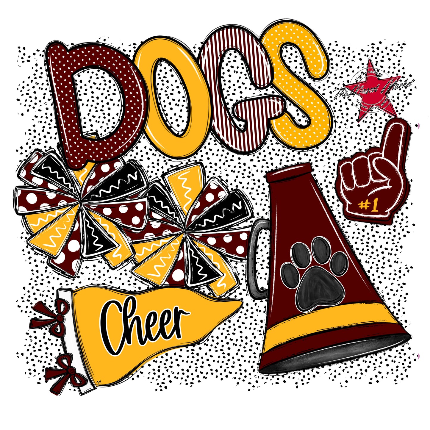 Dogs Cheer Spirit-Maroon & Yellow
