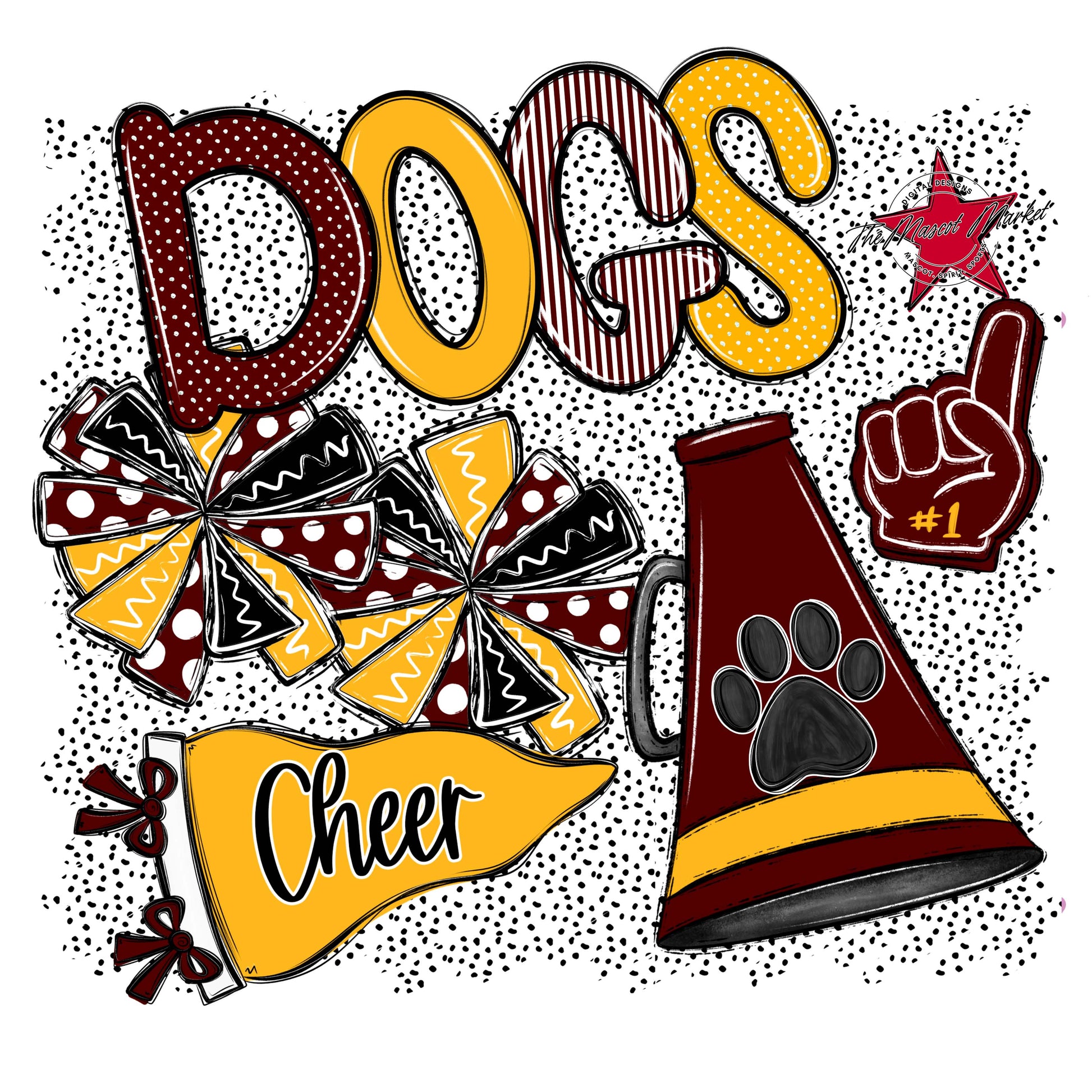 Dogs Cheer Spirit-Maroon & Yellow