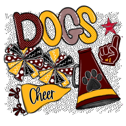 Dogs Cheer Spirit-Maroon & Yellow