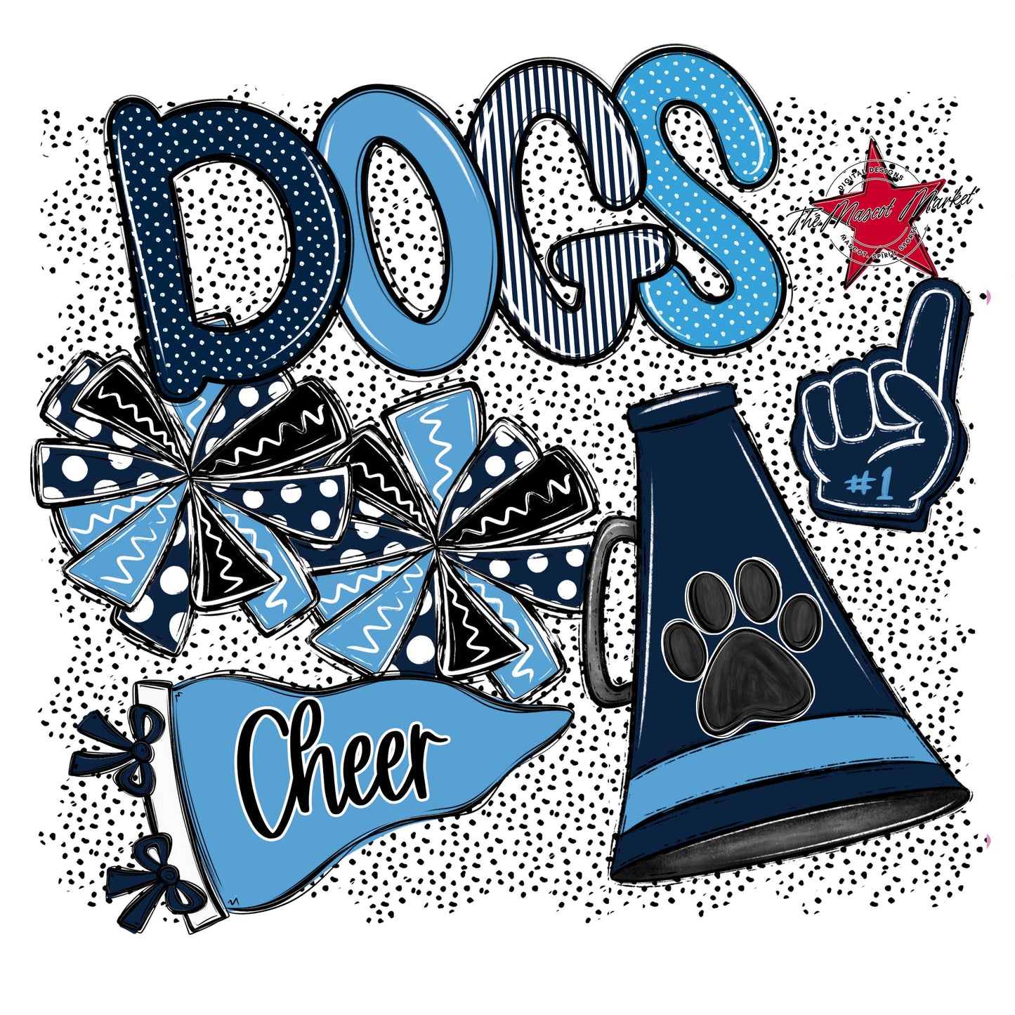 Dogs Cheer Spirit-Navy & Carolina Blue