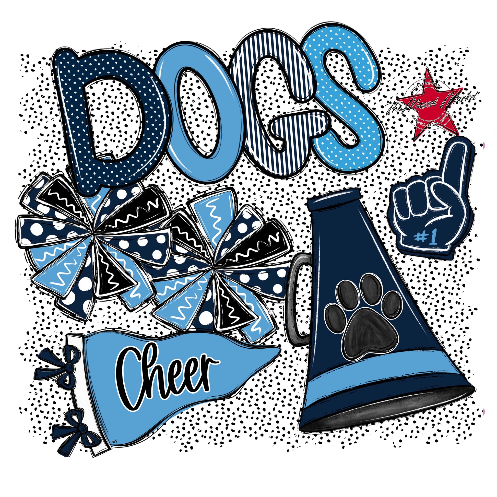 Dogs Cheer Spirit-Navy & Carolina Blue