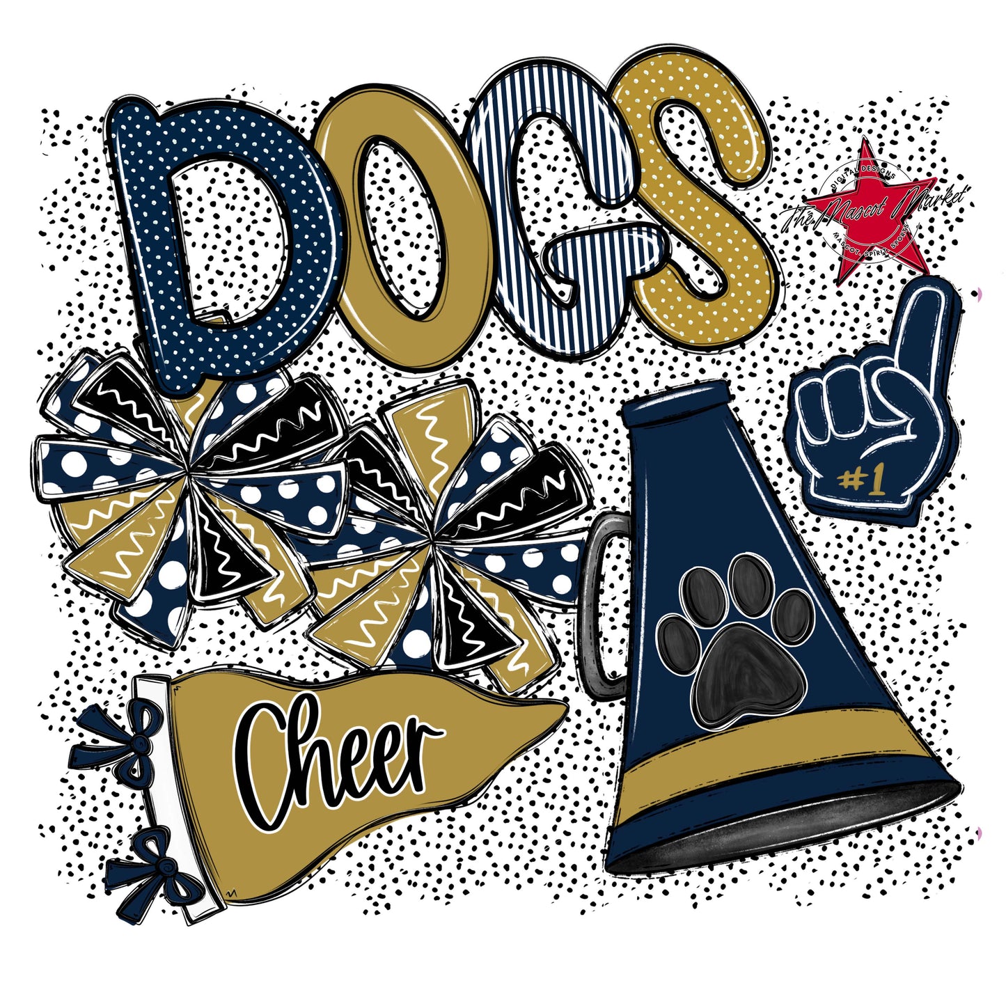 Dogs Cheer Spirit-Navy & Gold
