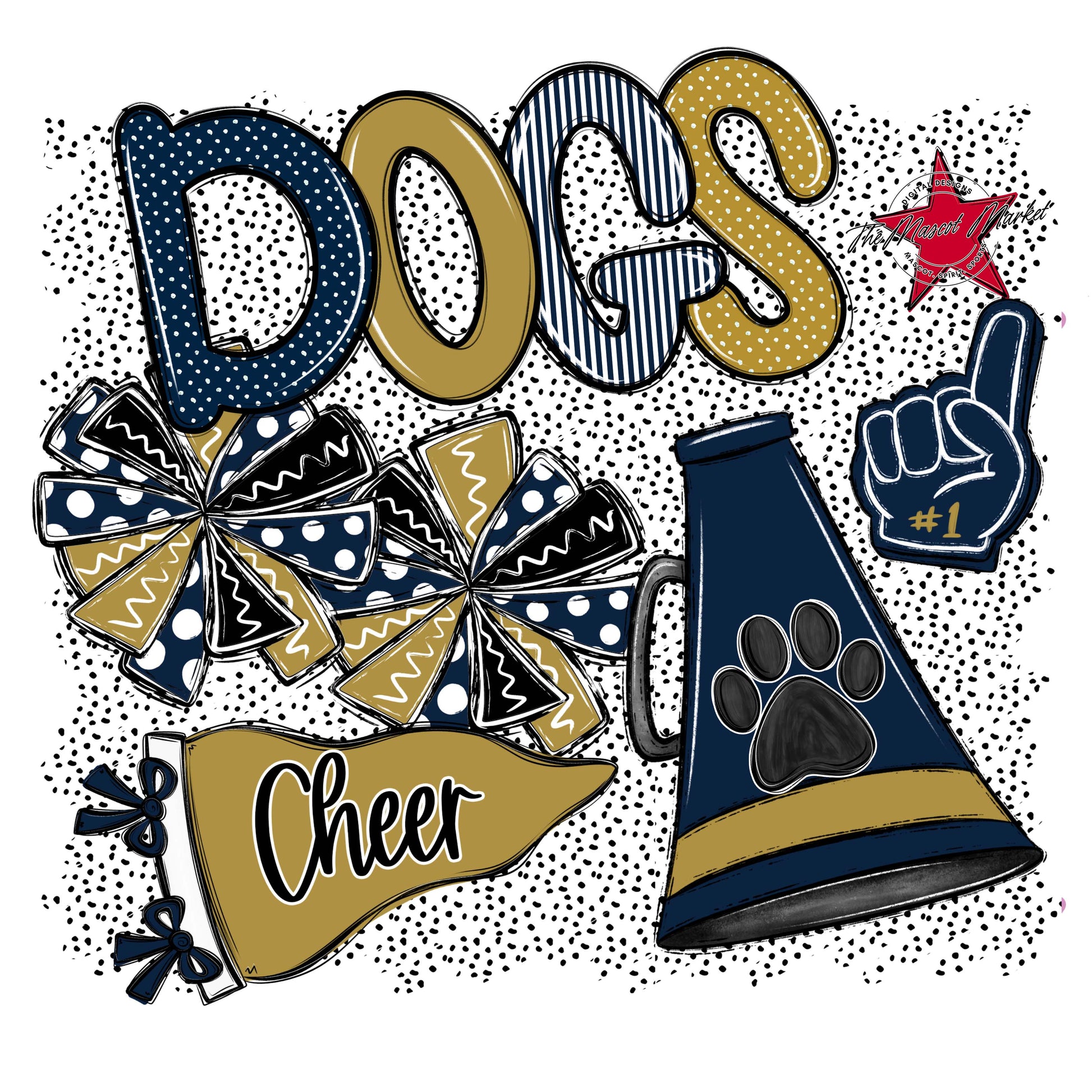 Dogs Cheer Spirit-Navy & Gold