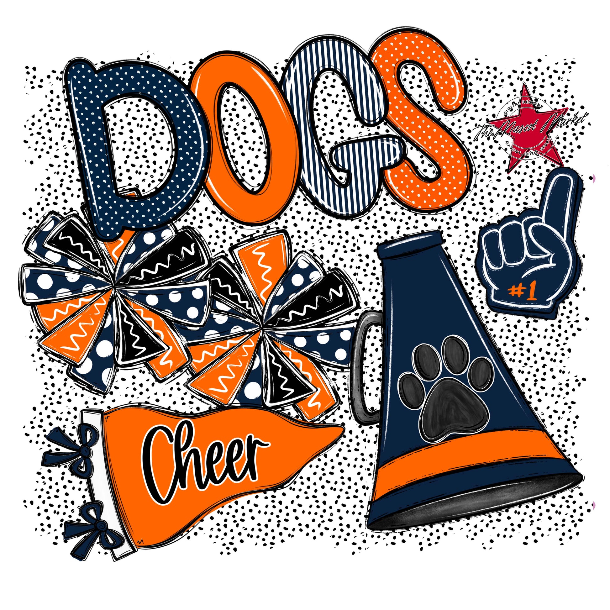 Dogs Cheer Spirit-Navy & Orange