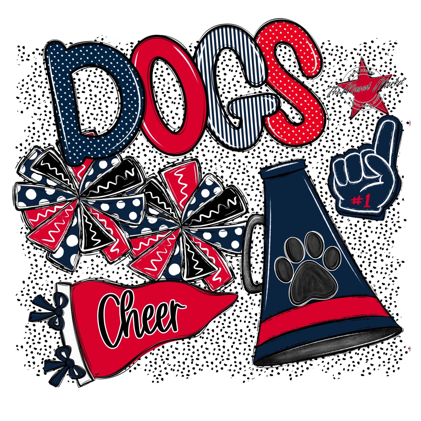 Dogs Cheer Spirit-Navy & Red