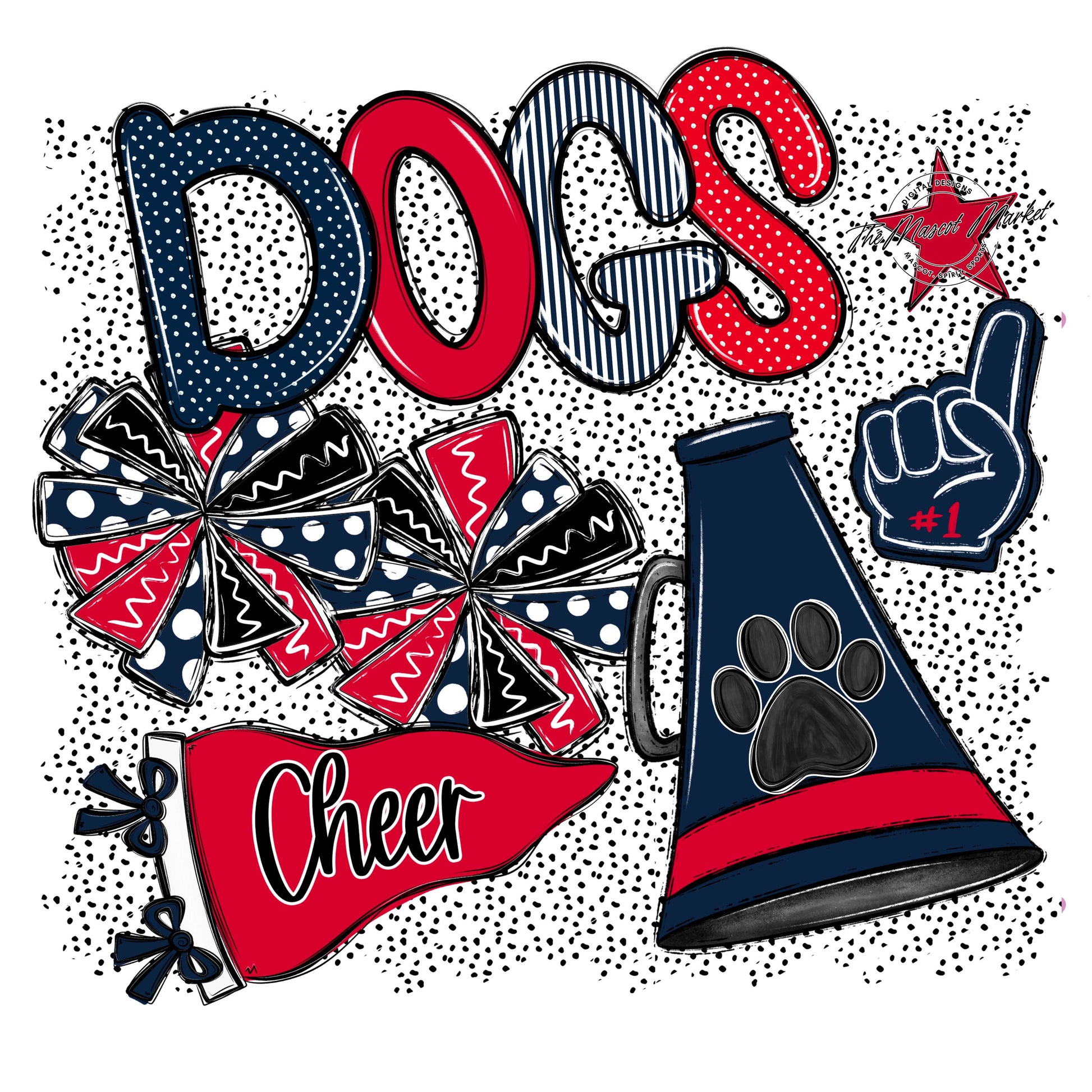 Dogs Cheer Spirit-Navy & Red