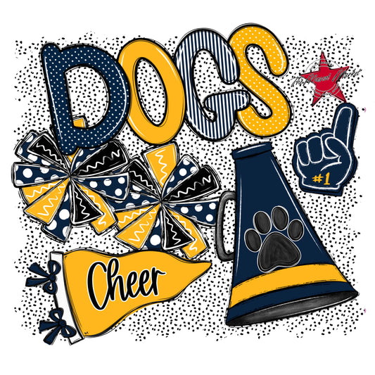 Dogs Cheer Spirit-Navy & Yellow