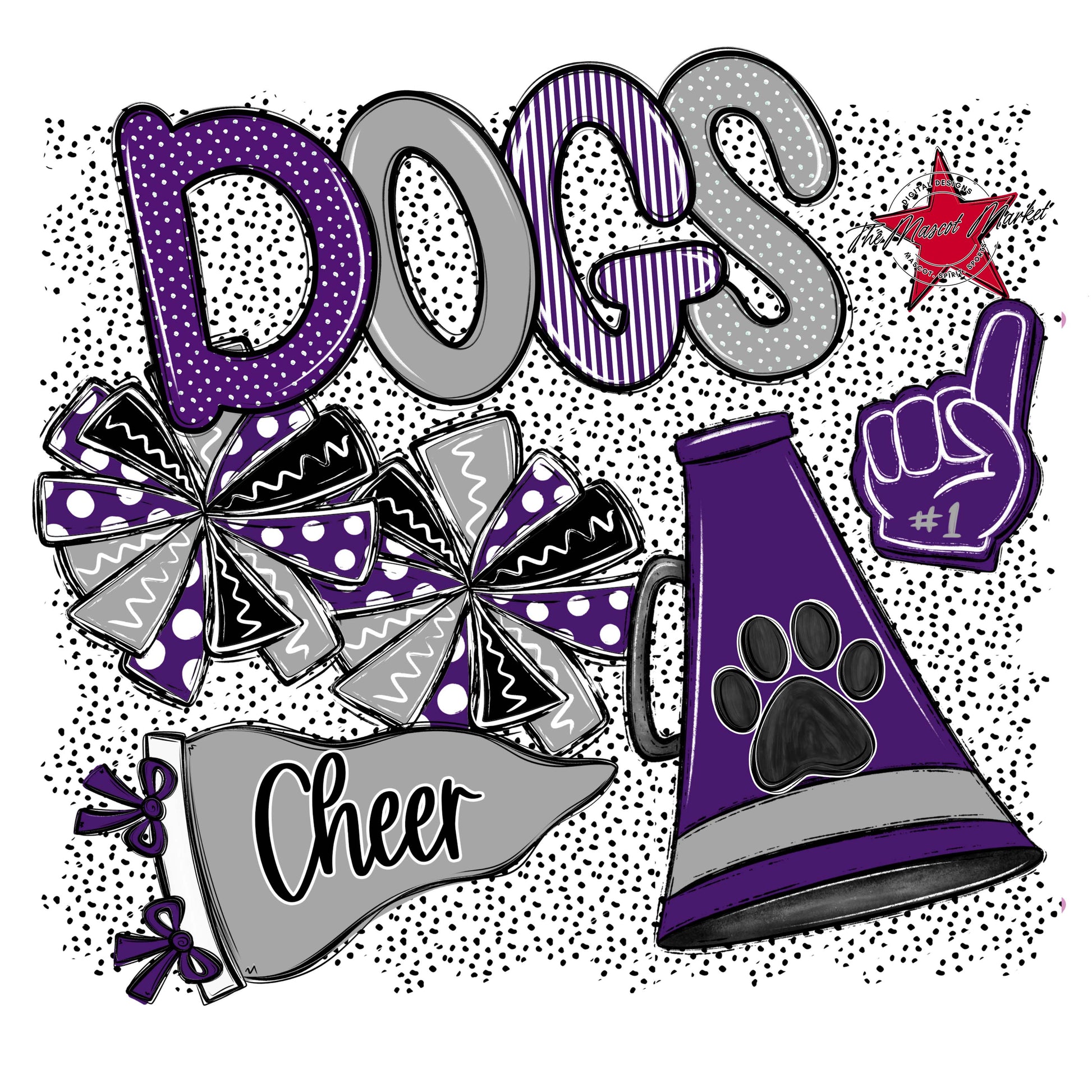 Dogs Cheer Spirit-Purple & Grey