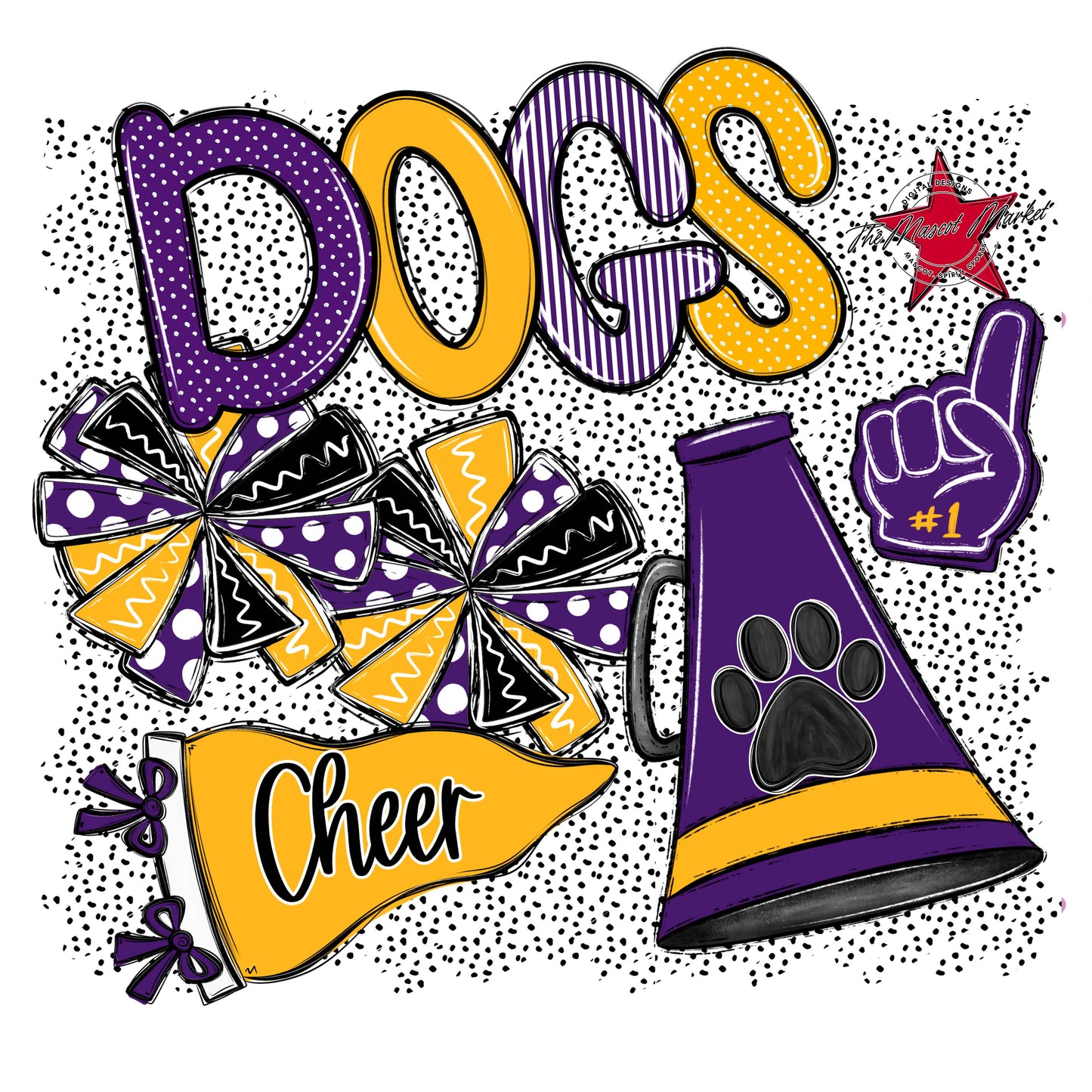 Dogs Cheer Spirit-Purple & Yellow