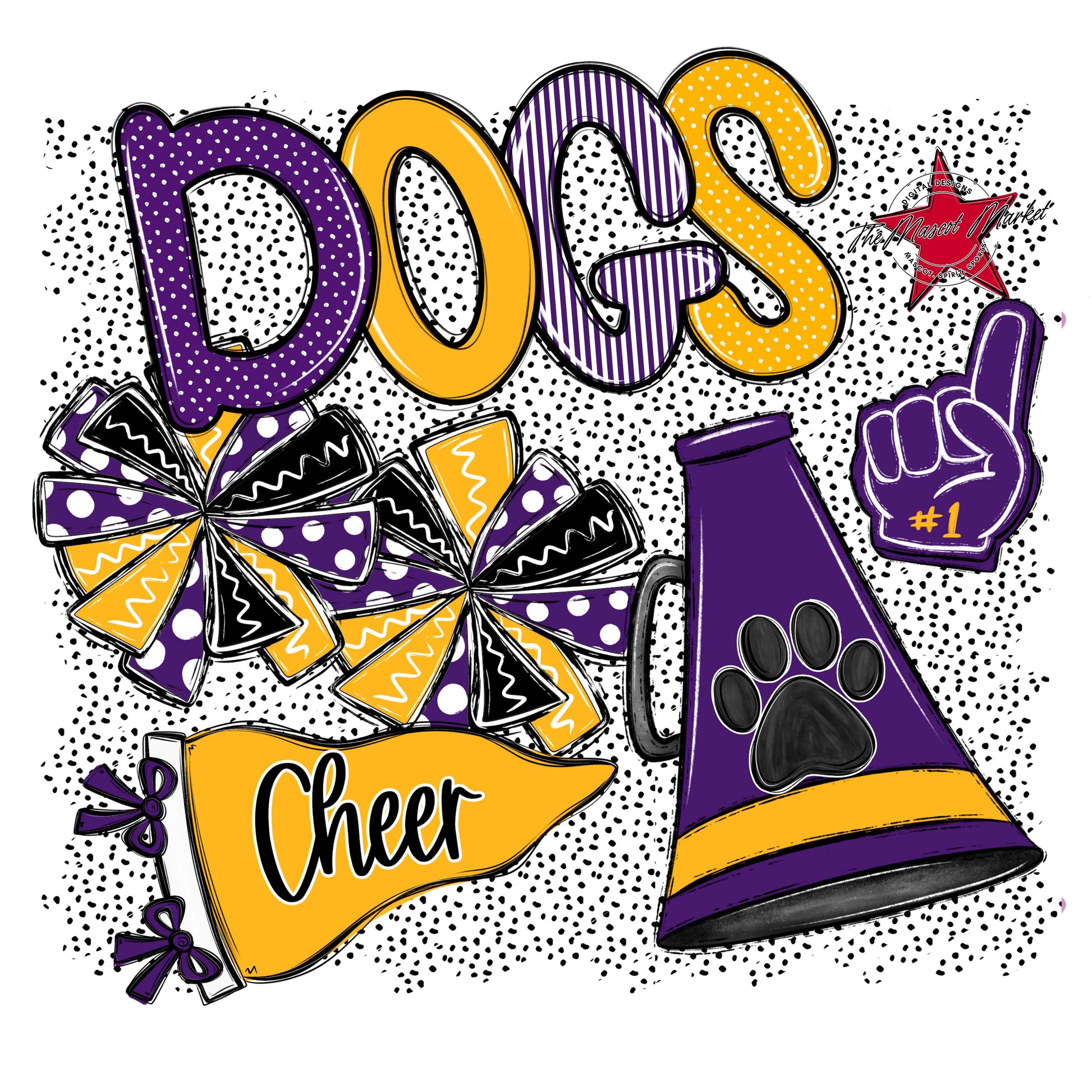 Dogs Cheer Spirit-Purple & Yellow