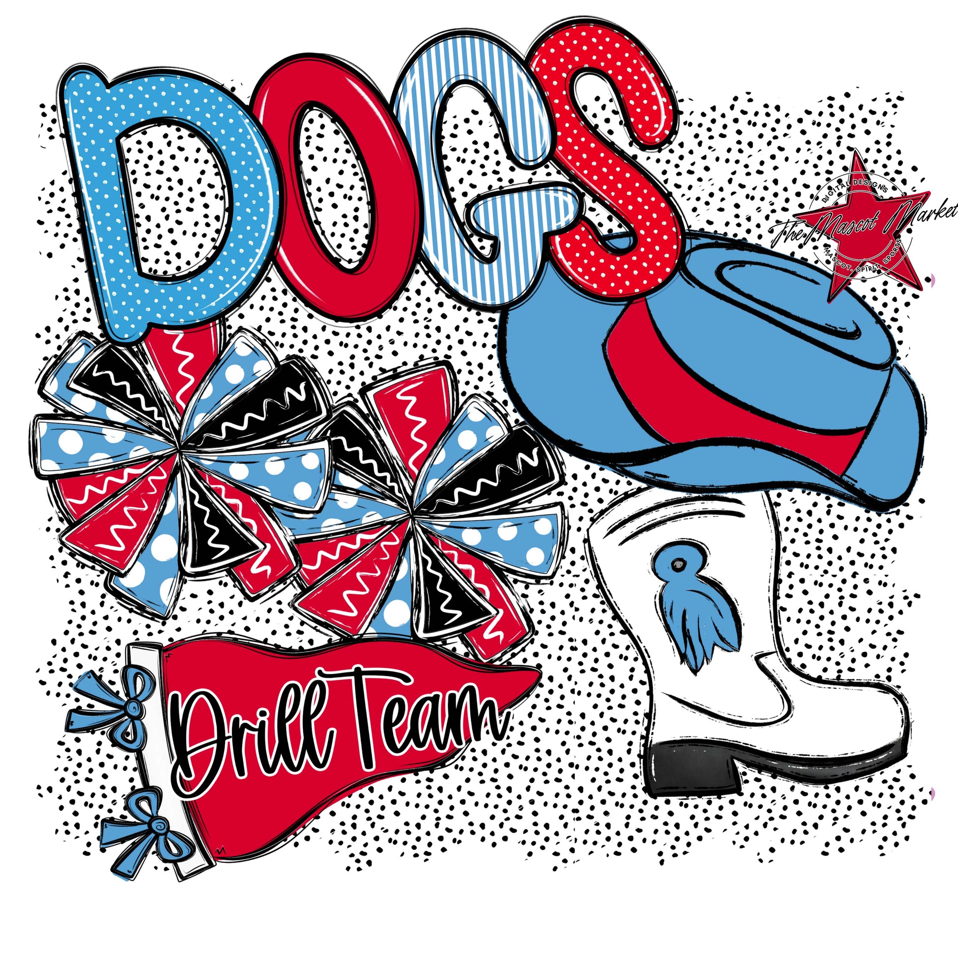 Dogs Drillteam Spirit-Carolina Blue & Red