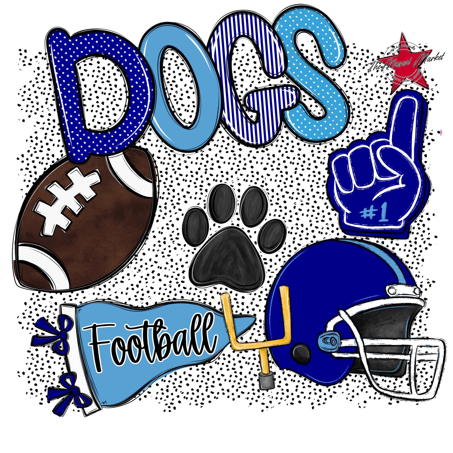 Dogs Football Spirit-Blue & Carolina Blue