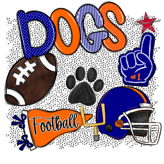 Dogs Football Spirit-Blue & Orange