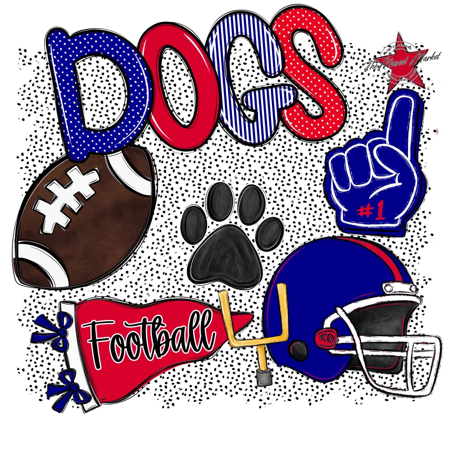 Dogs Football Spirit-Blue & Red