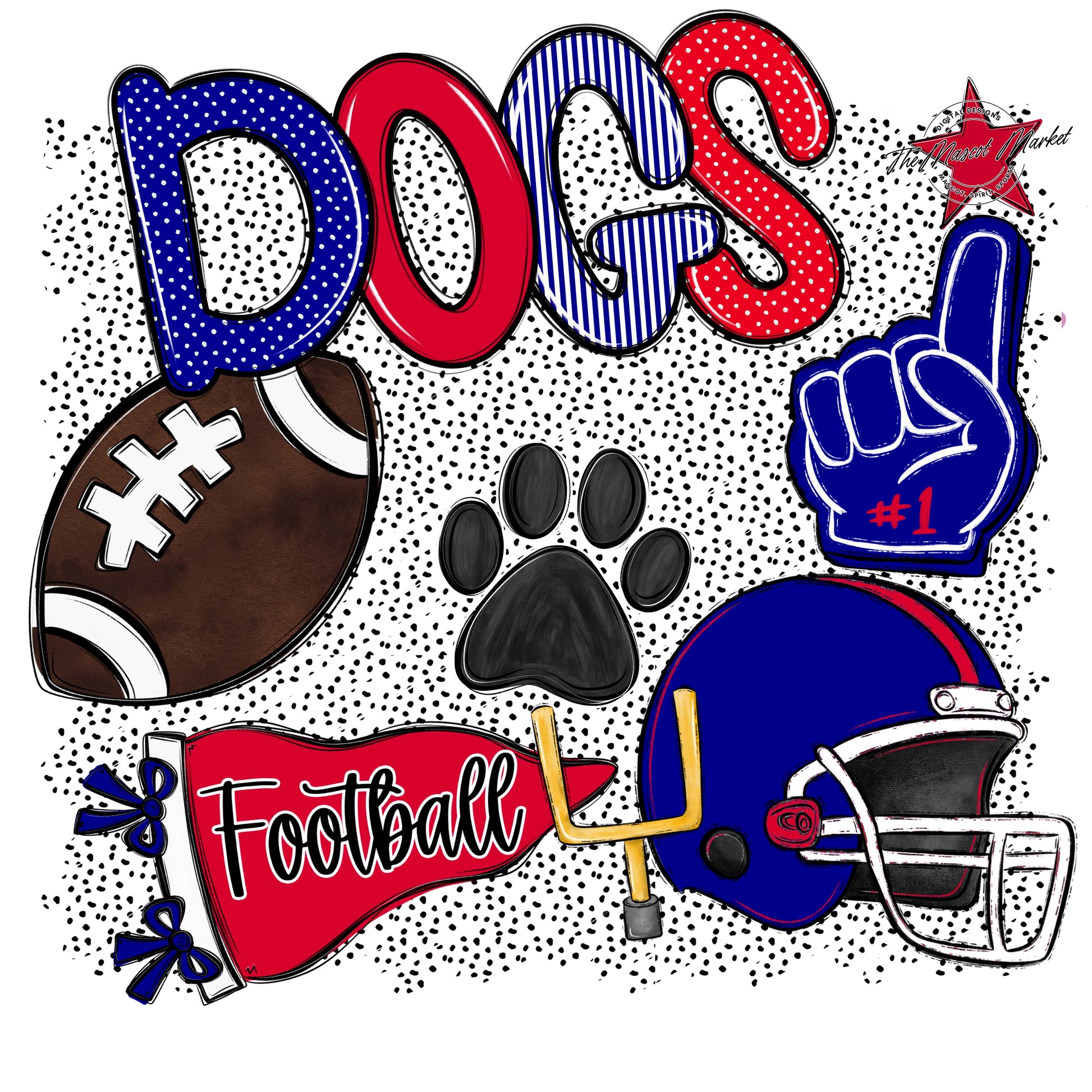 Dogs Football Spirit-Blue & Red