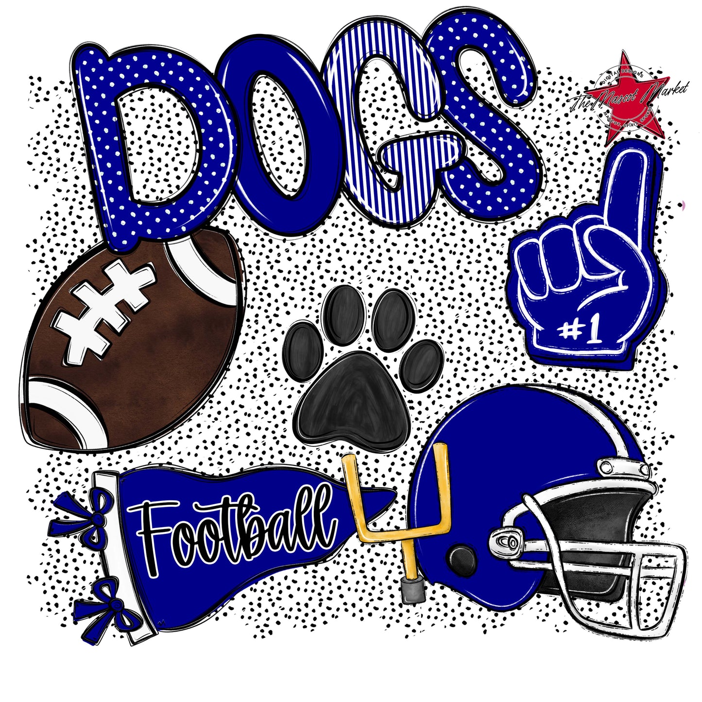 Dogs Football Spirit-Blue