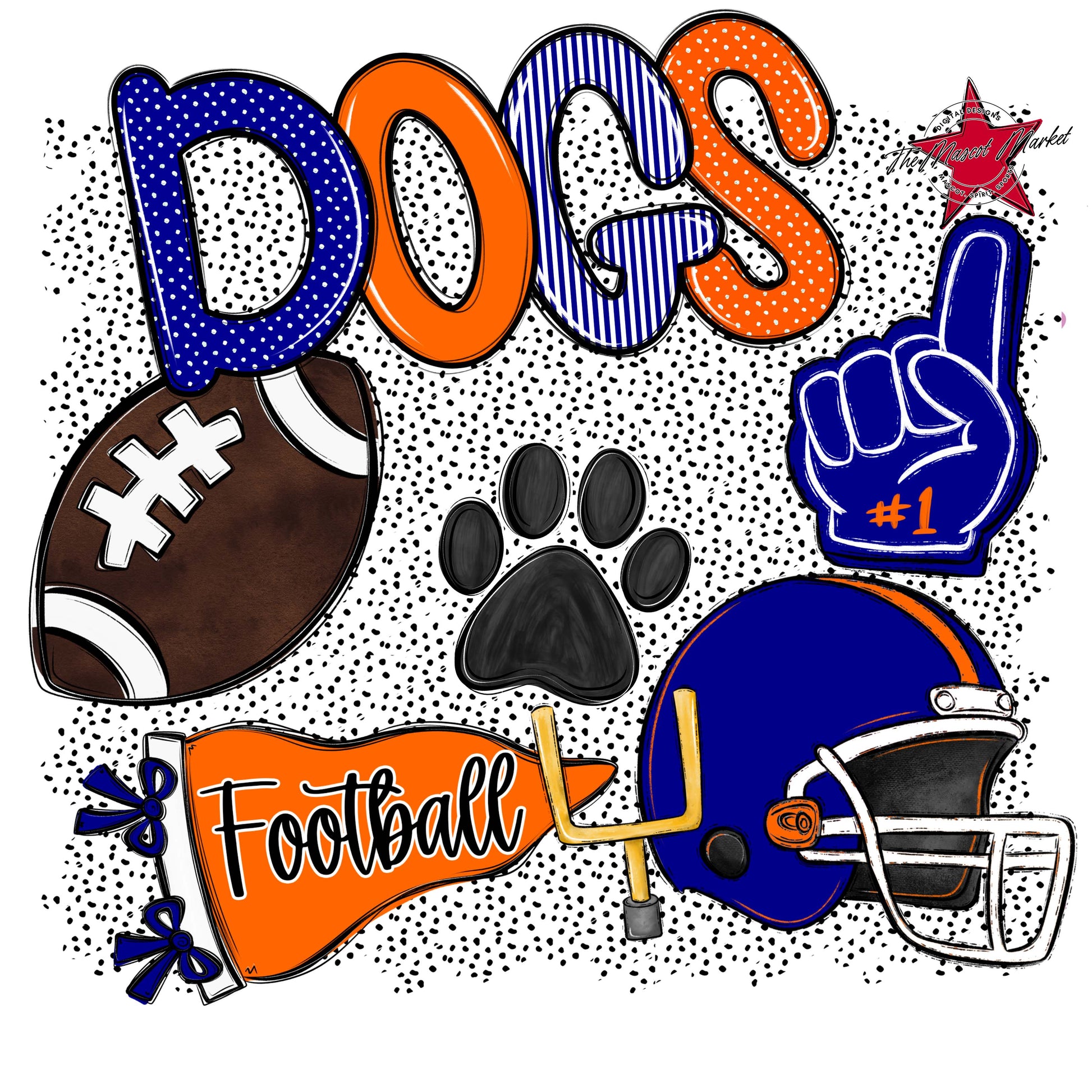 Dogs Football Spirit-Blue & Orange