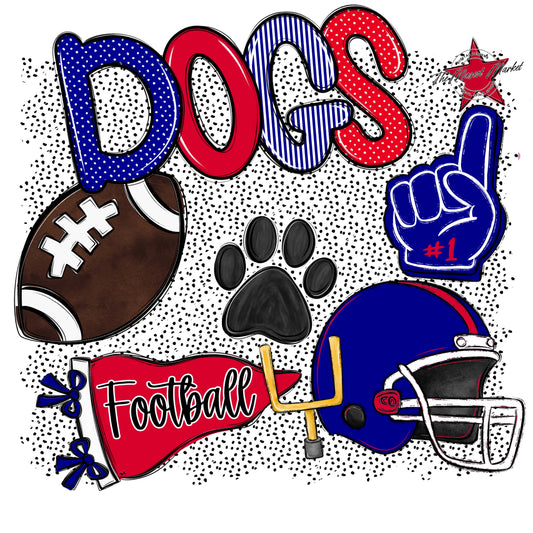 Dogs Football Spirit-Blue & Red