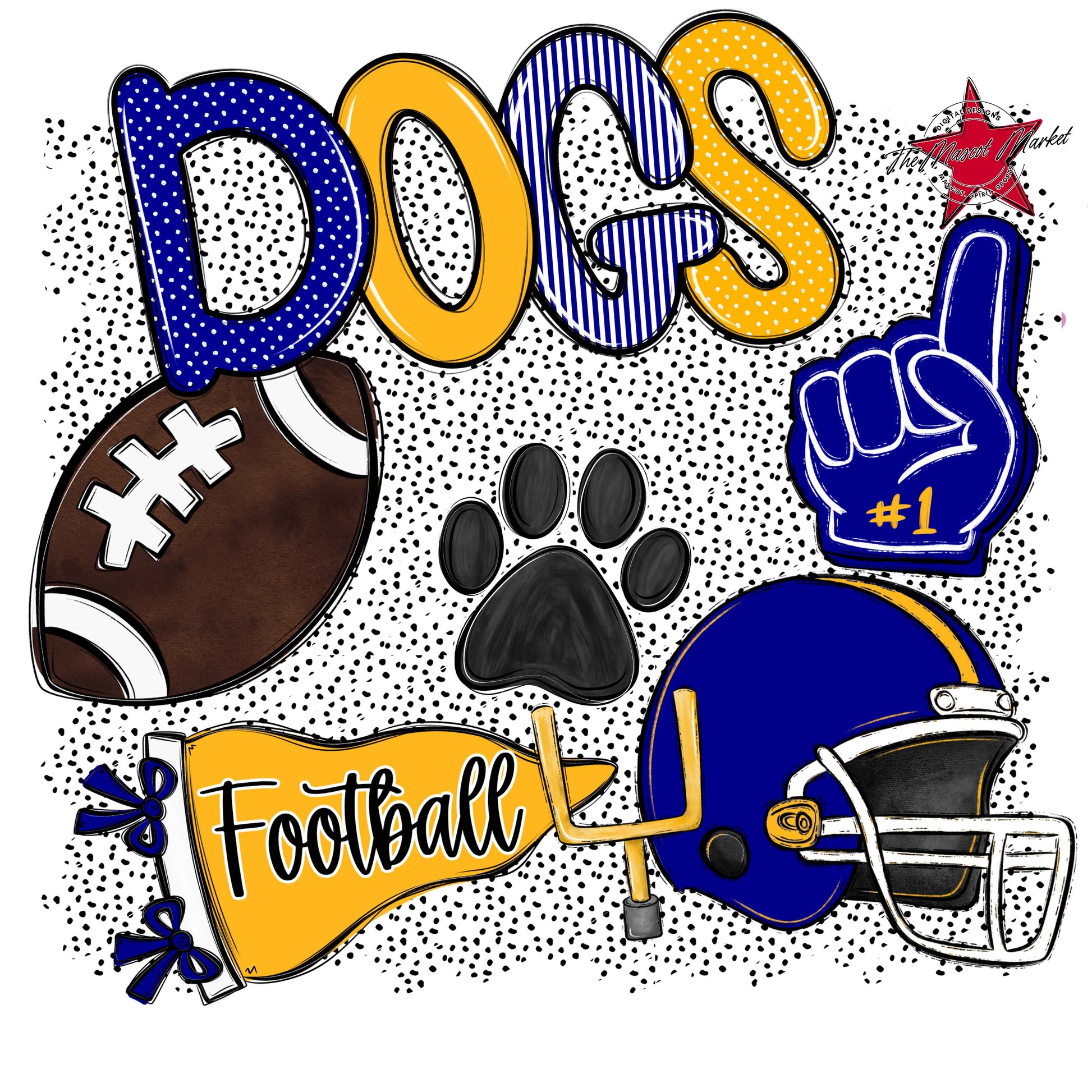 Dogs Football Spirit-Blue & Yellow