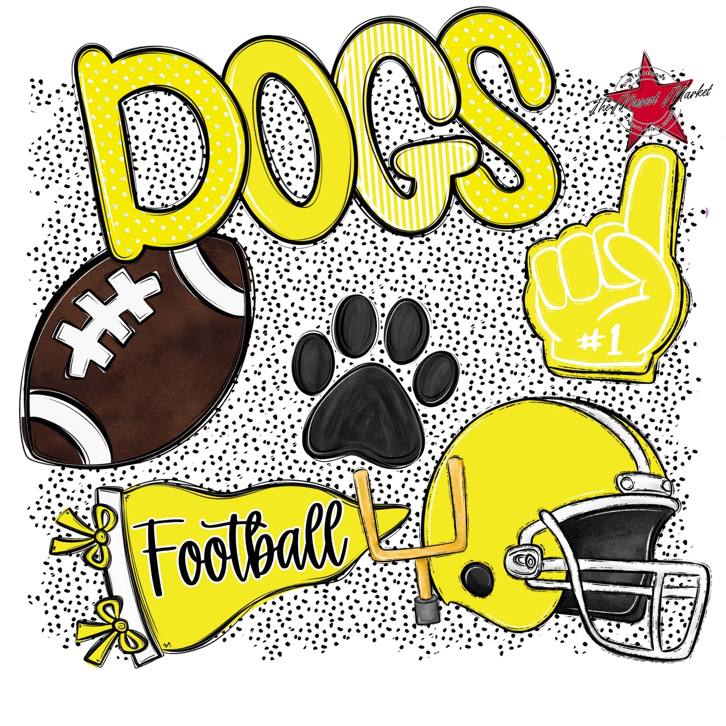 Dogs Football Spirit-Bright Yellow
