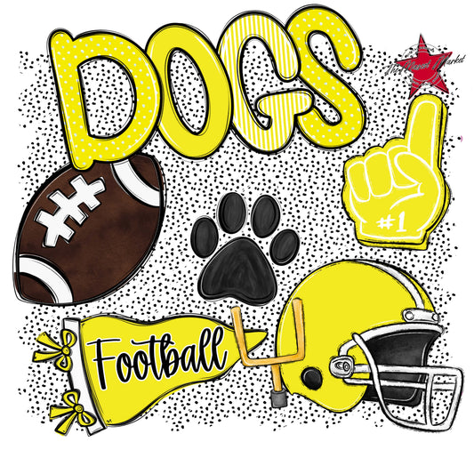Dogs Football Spirit-Bright Yellow